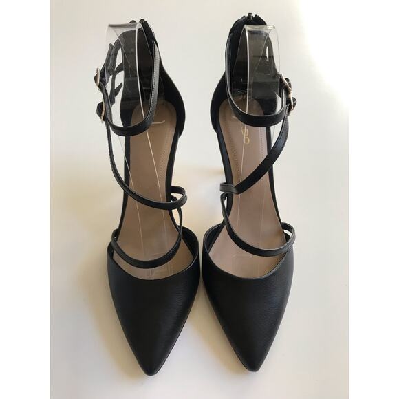 Aldo Black Strappy Shoes Heels Sandals Size 7 Torga EUC Women's Closed Toe - Picture 7 of 16